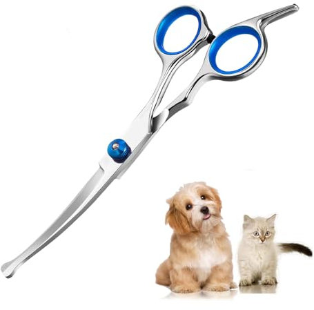 Effilierschere Hund,Hunde Schere Gebogene Fellschere Hundeschere Dog Katzen Haustiere Hair Gebogen Grooming Scissors Haustierschere Hundescheren Trimmschere Set für Hundehaare Katzenfell Fellpflege