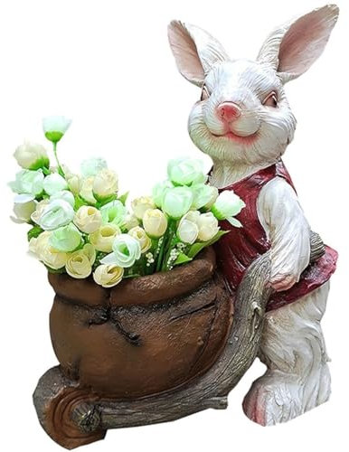 Bunny Shaped Garden Statue, Creative Home Lawn Decoration, Garden Floor-standing Flower Pot, For Yard(A)