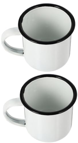 Amosfun Tazza Smaltata Tradizionale Cinese in Stile Antico Per Tè e Acqua, Set Da 2 Pezzi, Materiale Smalto Resistente, Adatta Per Uso Domestico, Ufficio e Ristoranti