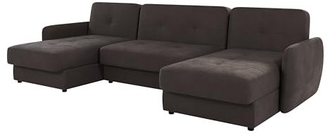 S-Style Möbel Sofa Couch Ecksofa Eckcouch 311 x 147 x 83 cm Mit Schlaffunktion DREI Bettkasten Verstellbare Rückenlehnen Mikrofaser U Form Freistehend Monte Braun Khaki