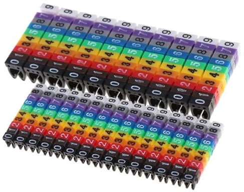 AMEEDA Repere Fil Electrique Marqueurs de câbles colorés de Type C, étiquette numérique for Fil de 2 à 3mm, 100/150 pièces/lot(100pcs 2.5mm)