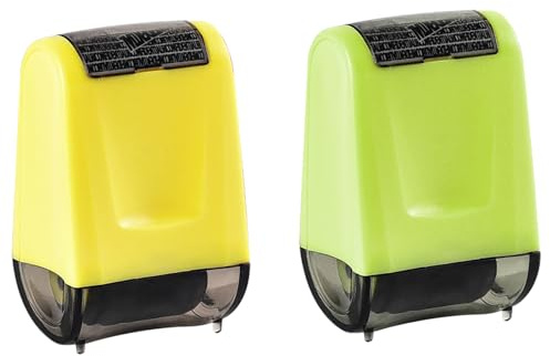 2PCS Adressblocker Stempel, Rollenstempel zum Schutz vor Identitätsdiebstahl, Informationsblocker Sicherheitsstempel, Sicherheit persönlicher Daten, Datenverteidiger (Grün+Gelb)