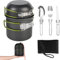 YYTECH Set di Pentole da Campeggio, Pentole Campeggio In Alluminio, Stoviglie da Campeggio Pieghevole, Kit Campeggio con Posate E Pentola, Kit Pentole Cucina per Picnic, Escursioni, Campeggio