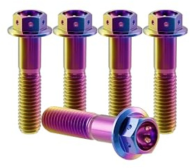 RISON-Titanium 5 Stück Titan Flanschkopf Sechskantschraube M8x40mm, Teilung 1.25mm, Flansch Schrauben Außensechskan Schrauben Strukturschrauben Titanschrauben für Sportmotorräder und Karts