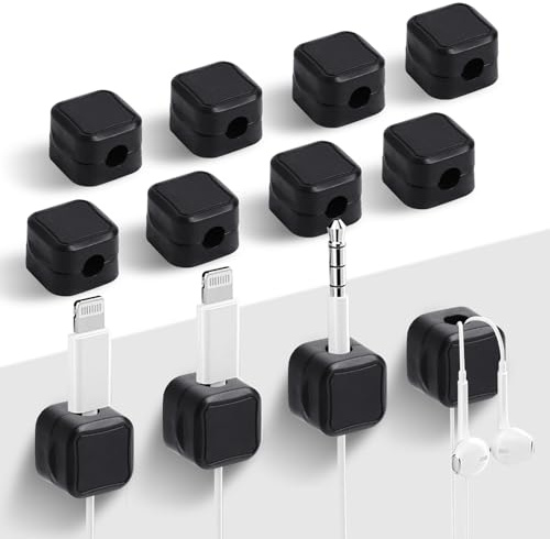 12 Pack Cable Clips Magnetic Desk Cord Organiser Holder Wire Charger Management (Black)