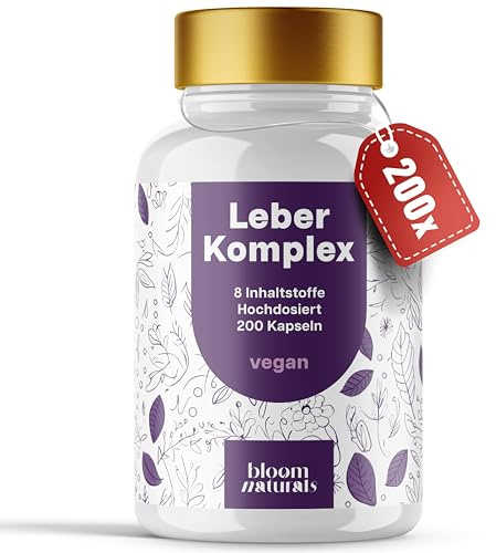 Leber Komplex mit Mariendistel, Artischocke, Löwenzahn + 3 – 200 Kapseln | Mariendistel, Artischocke, Löwenzahn, Cholin, Folsäure & Vitamin B12 – vegan, produziert in Deutschland