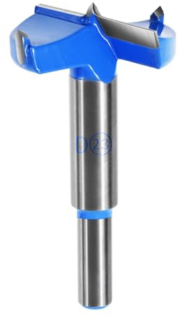 FOCMKEAS 23mm丨0.91 Inch Forstner Drill Bit with Round Shank Double-Flute Tungsten Carbide Wood Hole Saw for Plastic, Hard Wood, Woodworking Hinge Hole Drilling Boring Bits Cutter