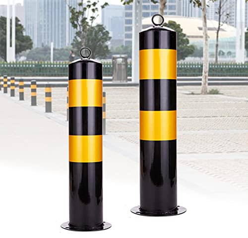 Concrete Parking Bollards - Security Posts for Driveways, Reflective Tape Barrier for Car Protection, Durable Metal Bollard for Industrial, Commercial, and Private Use