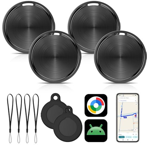 Smart Tag per Android Tracker (SOLO Android) - Localizzatore per Chiavi compatibile con Google Find Hub Device | Key Finder per Chiavi, Bagagli, Valigie, Portafogli e Borse 4 Pack