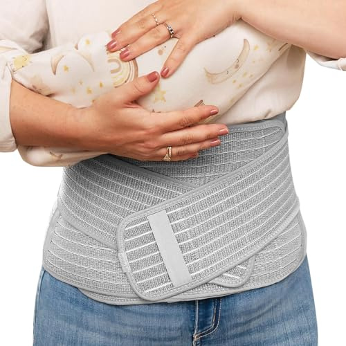 haakaa Postpartum Belly Band, Postpartum Belly Wrap Back Support, Postpartum Essentials for Natural Delivery and C-Section Recovery, Abdominal Binder, Daily Wear, 8 x 40