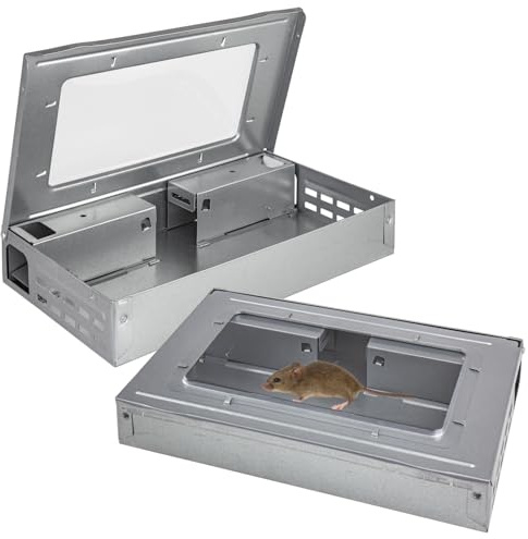 2X Metall Mausefalle Mäuse Maus Garten Mäusefalle Lebendfalle Köderstation für Maeuse Mäuseköderbox Koeder Wühlmaus Vertreiben Petigi