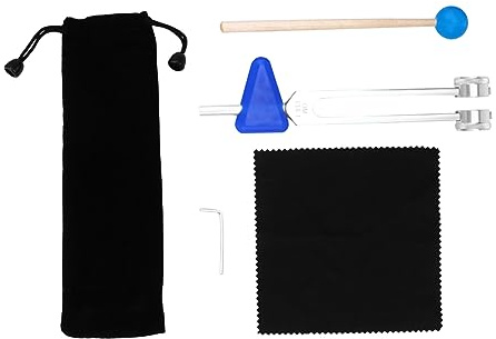 FRCOLOR Stimmgabel Therapie Werkzeugset aus Aluminiumlegierung Inklusive Drumstick und Stoffbeutel für Yoga und Meditation Zufällige Farbe