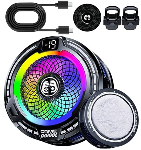 Portable Magnetic Phone Cooler - Mini USB Cooling Fan | Smartphones, Reduces Heat Prevents Overheating Lightweight Compact Perfect for Video Calls Mobile Use Color Black White