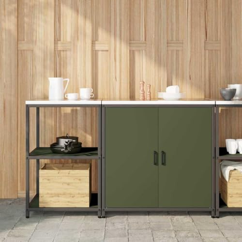 Genérico Juego de Almacenamiento de Cocina con Estante 2 pcs Verde Oliva,Mobiliario,Armarios y Almacenamiento,Armarios de Cocina,Oliva,47.31 KG,3392683