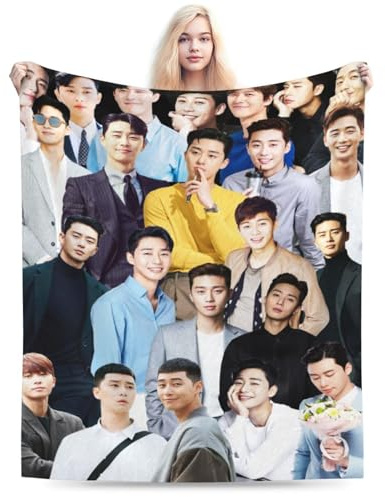 Park Seo Joon - Manta suave y cómoda de lana cálida, manta de playa, alfombra de decoración para yoga, picnic, dormitorio, sofá, cama, camping, viajes, todas las estaciones