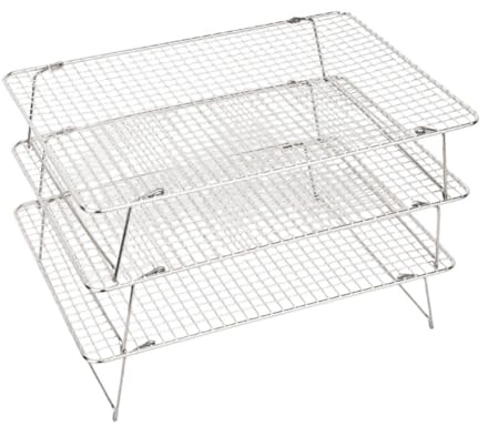 MoSundi Lot de 3 grilles de refroidissement en acier inoxydable pour pâtisserie, cuisine, grillades, 41,9 x 30,5 x 8,9 cm, empilable, qualité 304, argent, lot de 3