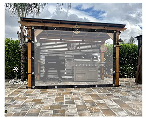 D'ext rieur Transparenter wasserdichter Outdoor-Vorhang, abnehmbare Seitenmarkise für Terrasse, Gartenmöbel, anpassbare Größe (0,4 x 1,4 x 3 m)
