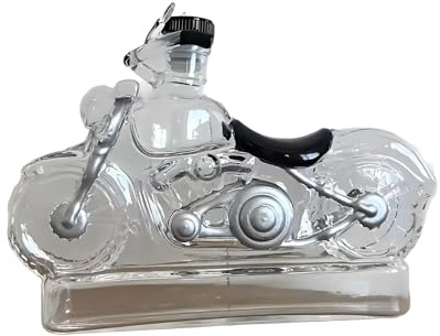 Botella De Moto - Vidrio, 19x15cm, Decantador De Whisky, Dispensador De Vidrio Reutilizable | Botella De Vino Fácil De Verter Para Cumpleaños, Papá, Hombre, Hombres, Mujeres, Adultos, Licores, Cóctele