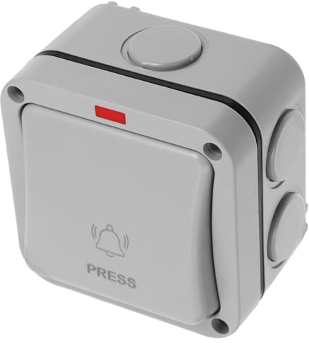 SHINYPASING Interruptor Pulsador Momentáneo para Puerta de Garaje, Montaje en Pared, Botón de Apertura Exterior para Control de Acceso en Baños y Jardines, Resistente Lluvia, Botón para