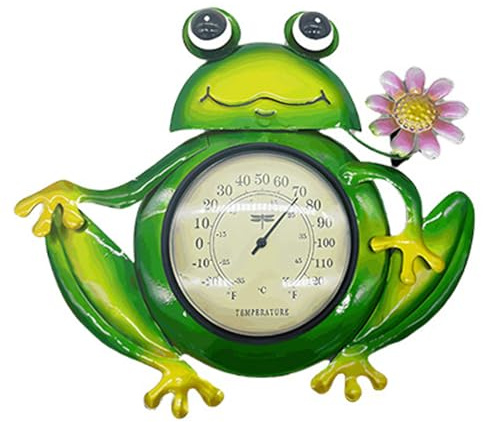 Thermometer für den Außenbereich, dekoratives Außenthermometer in Froschform aus Metall mit großer Anzeigewand für Terrasse, Garten und Hofdekoration