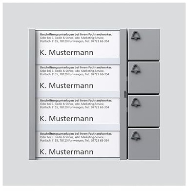 Siedle Tastenmodul 4 Tasten In-Home-Bus, BTM 650-04 SM, silber metallic, 2544231