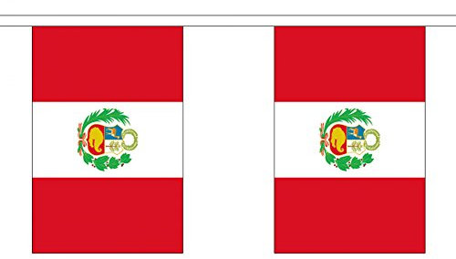 Top Brand - Banderines con diseño de bandera de Perú, 3 m, 10 banderines