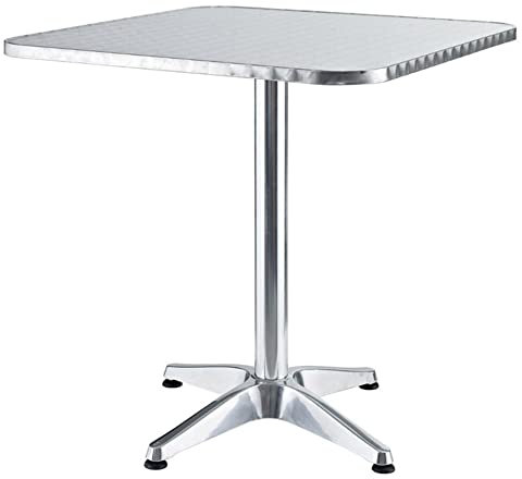 VERDELOOK Tavolo Quadrato in Alluminio per Giardino, 60x60x70 cm, con Piedini Regolabili, Tavolino da Bar, per Arredo Esterni