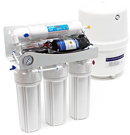Naturewater 5 Stufen Umkehrosmose 180 L/Tag mit Druckerhöhungspumpe und Druckanzeige, RO Omsoseanlage für sauberes Trinkwasser