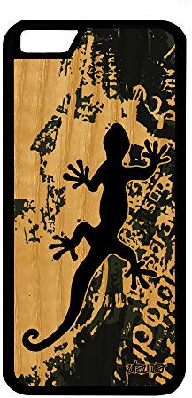 Coque en Bois pour iPhone 6 6S Silicone Salamandre Portable lezard Noir Animaux pour Apple iPhone 6 pour iPhone 6S