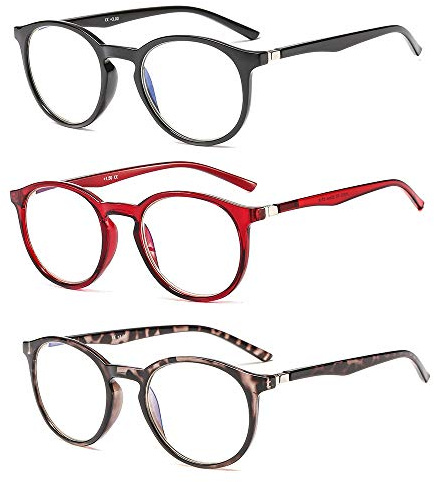 Suertree Anti Blue Light gafas de lectura 3 paquete ayuda visual gafas ópticas gafas de lectura para damas hombres JH252 3.0X