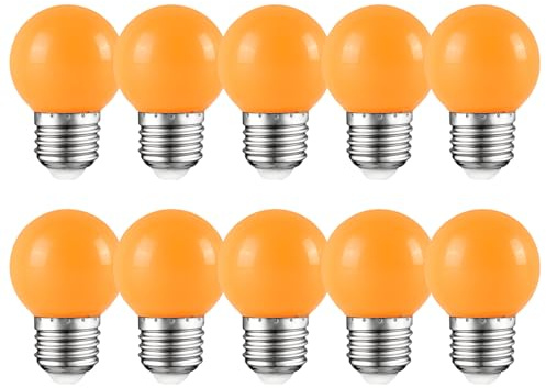 HUAMu E27 orange Golflicht LED Edison-Schraube 2W, Energiesparlampe entspricht 20W Glühlampe, geeignet für Terrassen-Glühlampe AC220-240V, 10er Pack
