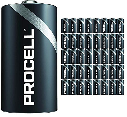 40 Pack - Duracell Procell D Cell Batteries | 1.5V Industrial Power Alkaline Battery | Home or Office Use | Car Air Freshener Promo Pack | Reliable Long Lasting Power
