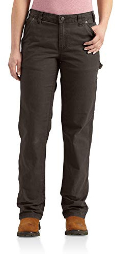 Carhartt, Pantaloni da lavoro in cotone canvas Rugged Flex®, Loose Fit Donna, Cachi scuro, W16