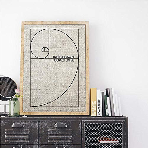 QianLei Fibonacci Spirale Abstrakte Leinwand Malerei Goldener Schnitt Wissenschaft Vintage Print Poster Dekoration Wandbilder Wohnkultur 40x60cm kein Rahmen