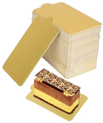 Plat à Gâteau Or, 100 Pièces Supports à Gâteau Rectangulaire en Carton Plaque de Carton de Gâteau de Mousse de Petit Gâteau Plateaux à gâteaux pour des Tartes Salées ou des Petits Fours, 9x5cm