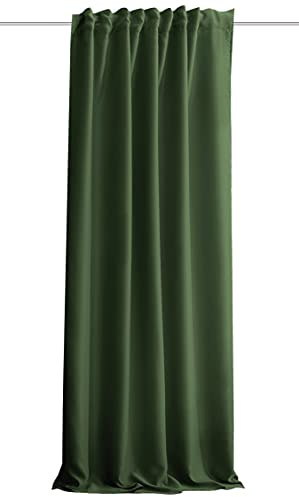 HOMEbasics | Cortina acústica Uni | ACUSTICO | Protección contra Ruido, Calor, frío y Corrientes de Aire + oscurecimiento | Oliva | 245 x 135 cm