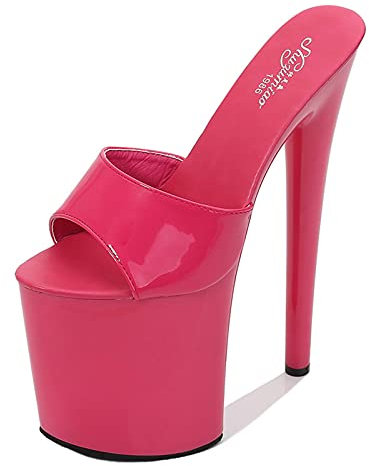 BeAUZQ Damen 20CM Stiletto High Heel Plateau Sandalen Party Club Sexy Stripperin Pole Dance High Heels Plus Größe Unisex,Rose red,42 EU