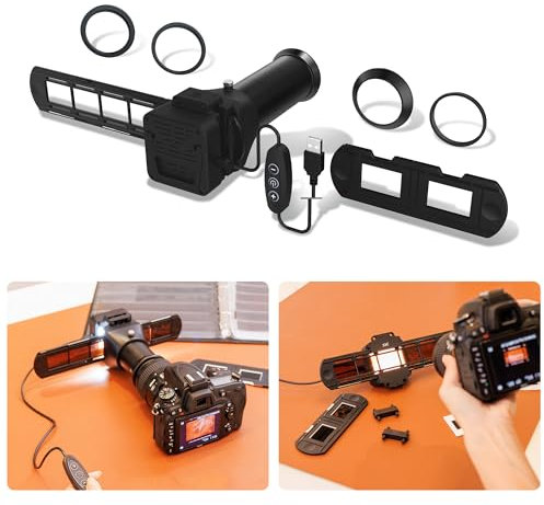 JJC - Adattatore per digitalizzazione di pellicole ES-2 con set di luci LED USB 6500K, scanner per la copia di pellicole negative Converti negativi da 35 mm in JPEG digitale