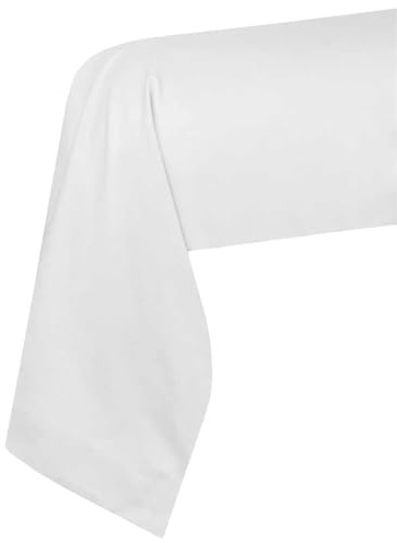 STOF - Taie de traversin -Taille 45x185 cm - 100% Coton certifié Oeko-Tex - Excellente qualité - Couleur Blanc -Modèle Eden - Linge de Lit pour Maison - Doux et Confortable - Unisexe - Mixte