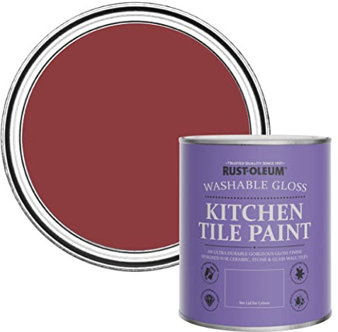 Rust-Oleum Red Water-Resistant Kitchen Tile Paint in Gloss Finish - Empire Red 750ml