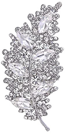 EVER FAITH Gala Runde Brosche aus österreichischem Kristall Vintage inspirierte Blatt Marquise für Frauen Klar Silber-Ton