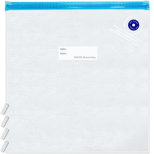 Lot de 15 sacs sous vide réutilisables de grande taille 30 x 34 cm, sac à fermeture éclair sans BPA, 4 clips d'étanchéité, pour aliments et imprimante 3D