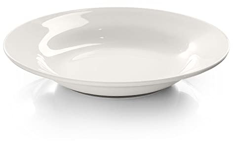 Modermo Prima tiefe Telle aus echtem Porzellan | Ø 25 cm | Weiß | Suppenteller | bestens geeignet Tafelgeschirr für Gastronomie und Haushalt