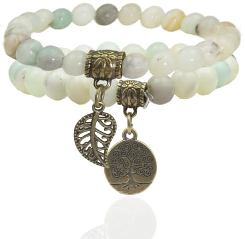 SJBAUTYO Pulseras de chakra para mujer Natural de la oración de Piedras Preciosas con Cuentas Yoga Equilibrio Estiramiento Encanto Pulsera árbol de la Vida Pulseras Colgantes