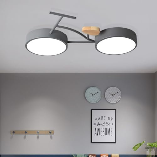 Phtlampes LED Deckenleuchte Kinderzimmer Deckenlampe Dimmen Mit Fernbedienung Schlafzimmerlampe Metall Kronleuchter Fahrrad Lampenschirm Kreative Junge Mädchen Schlafzimmer Küche Esszimmer Lampe (Col