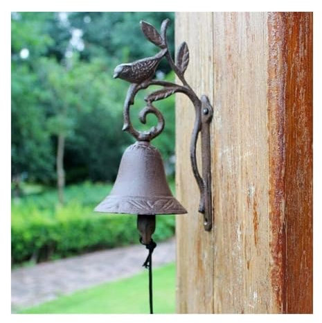 SFQEVHRZ Wandglocke für den Außenbereich Türglocke, Home Wanddekoration Gartendekoration Rustikale Retro Eisen Türklingel Gusseisen Vogel Glocke