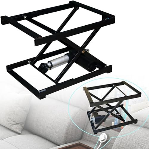 ExoticaBlend Elektrischer Couchtisch-Lift mit kabelgebundener/kabelloser Fernbedienung – Scherenlifthalterung für Esstische, klappbarer Eisenrahmen,Wired