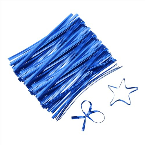 sourcing map Lot de 800 attaches torsadées métalliques de 7,6 cm, réutilisables avec revêtement en plastique pour boulangerie, sacs de bonbons, sacs de café, sacs à friandises, bleu