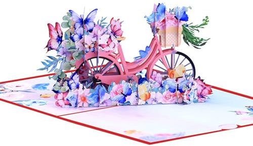 NPYQ Karte Gute Wünsche 3D Geburtstagskarte Mit Fahrrad & Blumen Für Freundin, Frau Oder Abschiedskarte Gute Besserung Und Mutmacher Karte Bei Krankheit Für Erwachsene