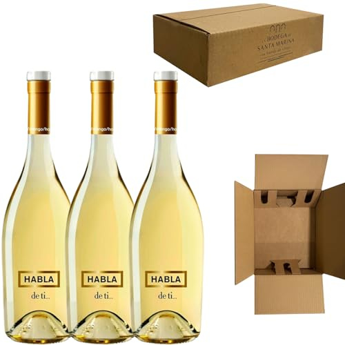 Habla de Ti - Vino Blanco Joven | V.T. Extremadura | 100% Sauvignon Blanc | 12.5% Vol. | Fresco y Aromático | Pack 3 Botellas 75cl